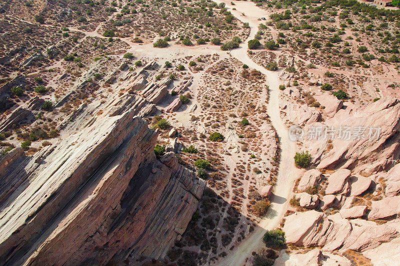 Vasquez Rocks, CA的鸟瞰图